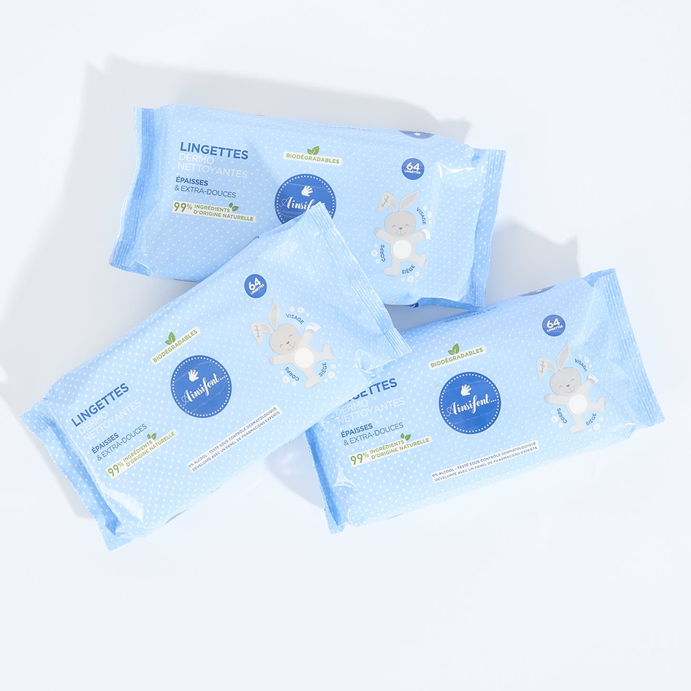 Lingettes bébé dermo-nettoyantes