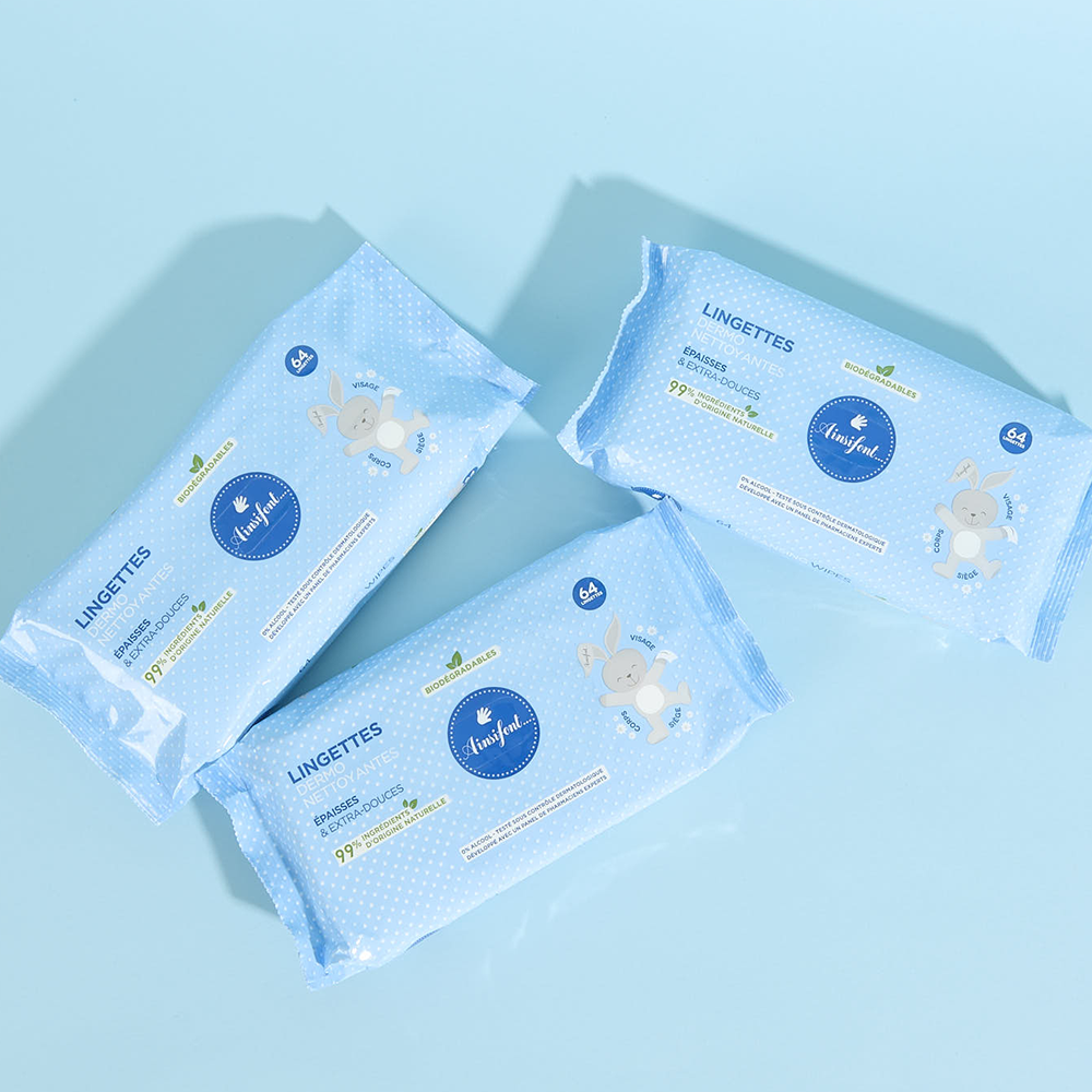 Lingettes bébé dermo-nettoyantes