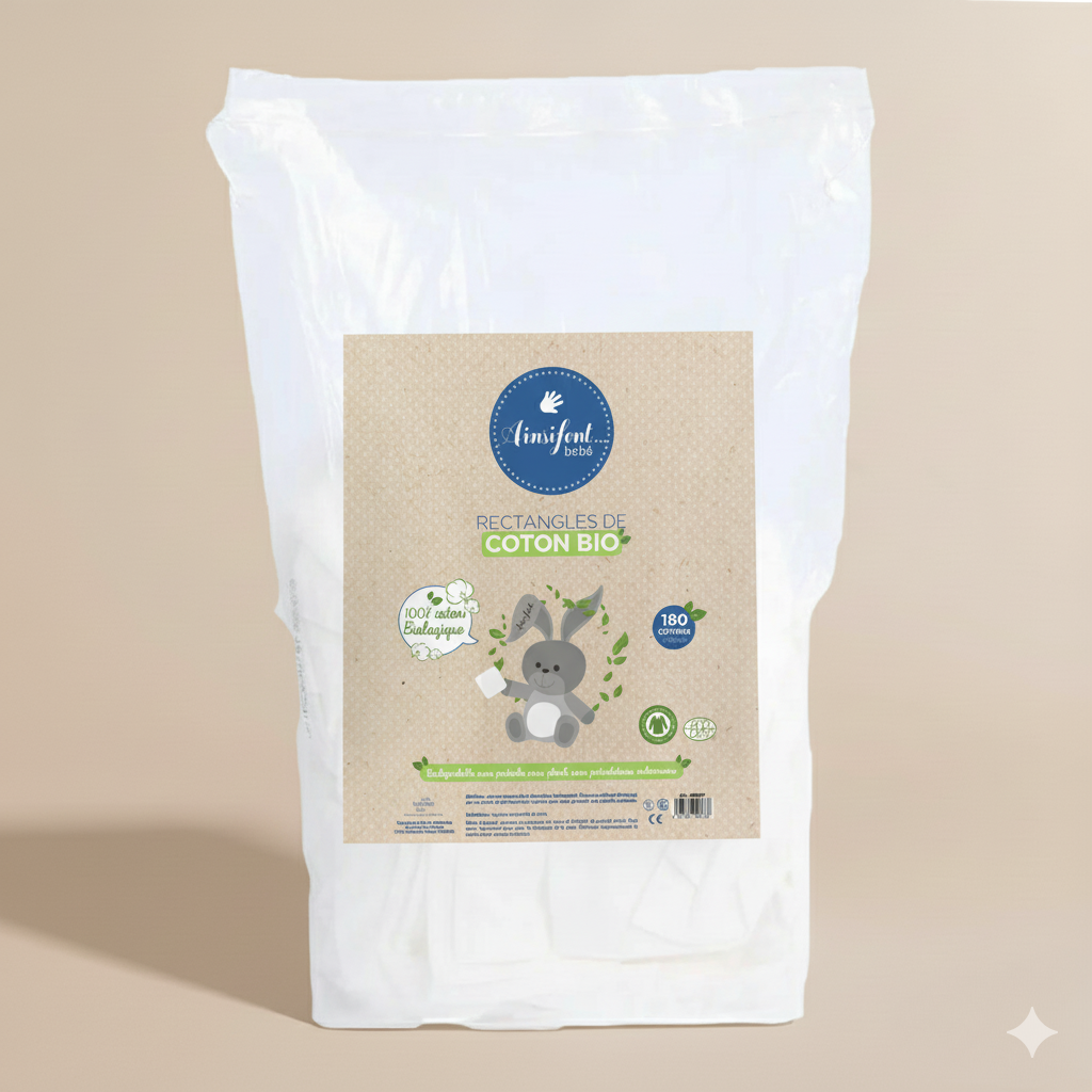 Rectangles de coton Bio – GOTS (Ecocert Greenlife – 00206311)